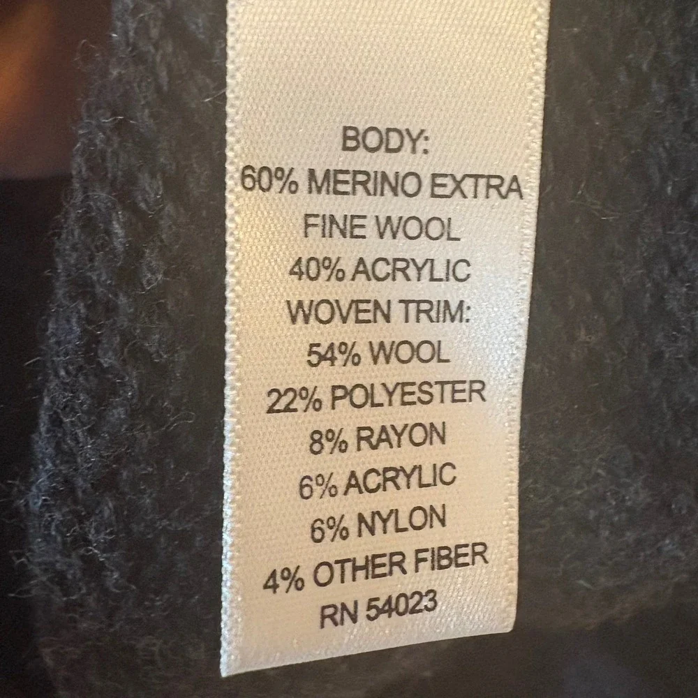 Banana Republic‎ Dark Gray Full Zip Merino Wool Blend Sweater Jacket Size Large